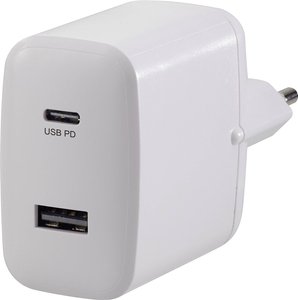 VOLTCRAFT UC-2ACX001 Ładowarka USB 30 W gniazdo Maksymalne natężenie wyjściowe 3000 mA Ilość wyjść: 2 x USB, złącze żeńskie USB-C USB Power Delivery (USB-PD)