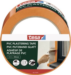 tesa Putzband PVC – samoprzylepna taśma tynkarska ze wzmocnionym materiałem nośnym z PVC – do ochrony podczas tynkowania na zewnątrz – odporna na temperaturę, można ją oderwać ręcznie Taśmy tynkarska tesa  55487-00000-01 PVC Putzband (D x S) 33 m x 50 mm 