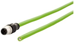 Kabel M12 Industrial Ethernet, kodowanie D, 1,0 m, złącze M12 proste - wolny koniec kabla, łańcuszek prowadzący, PUR kabel LAN Metz Connect 142M1D10010, 1 szt., M12, CAT 5e, SF/FTP, 1.00 m, zielony