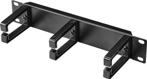 Panel do zarządzania kablami Renkforce z 3 pierścieniami do kabli, 25,4 cm (10''), 1U, czarny Uchwyt kablowy Renkforce RF-4746652, 10 cal, 1 U