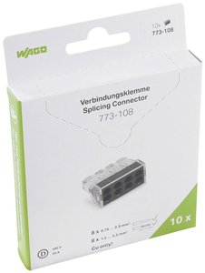 Złącze do puszki podtynkowej WAGO 773-108, PIN: 8, 400 V, 24 A, 10 szt.