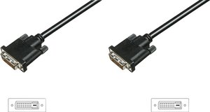 Kabel przyłączeniowy DVI, DVI (24+1), złącze męskie/złącze męskie, 3 m długości, DVI-D Dual Link, czarny Kabel DVI Digitus AK-320108-030-S, okrągły, podwójne ekranowanie, 3.00 m