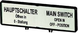 Wspornik z tabliczką, + tabliczką, wyłącznik główny otwierać tylko w pozycji 0, w DE/EN, dla T0, T3, P1 Uchwyt tabliczki Eaton ZFS61/62-T0   1 szt.