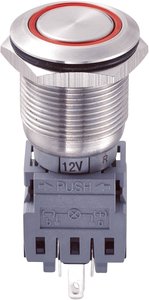 Przełącznik wciskany, wandaloodporny zatrzask TRU COMPONENTS LAS1-BGQ-11ZE/R/12V, 1 x wył/wł, IP67, 1 szt.