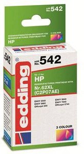 Edding Tusz Zamiennik HP 62XL, C2P07AE Cyjan, Magenta, Żółty atrament Edding EDD-542 18-542, 1 szt.