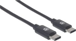 Kabel USB Manhattan USB 2.0 Typ C-Kabel Typ C-Stecker auf Typ C-Stecker 480 Mbit/s 2 m schwarz, USB 2.0, Złącze męskie USB-C®, 2.00 m