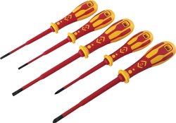Zestaw wkrętaków Dextro VDE Slim do wkrętów z rowkiem/PZ, 5-częściowy Zestaw wkrętaków C.K  T49283D