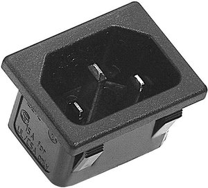 złącze męskie do wbudowania pionowego C14 2 + PE  10 A czarny K & B 42R023212V01 1 szt.