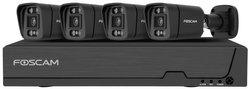 Foscam FNA108E-B4-2T 8-kanałowy zestaw do monitoringu 4K 8MP PoE (czarny) z 4 kamerami monitorującymi Foscam  FNA108E-B4-2T black LAN IP-Zestaw monitorujący 8-kanałowy z 4 kamerami 3840 x 2160 px