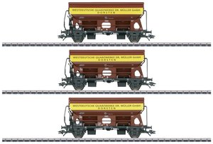 Wagon towarowy zamknięty Märklin 46335 H0 zestaw 3 wagonów z dachem obrotowym Tdgs 930 zachodnioniemieckie zakłady kwarcowe DB