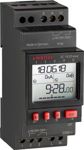 Müller 23635 Przekaźnik - sterownik czasowy na szynę DIN SC 18.20 easy 230V 50-60Hz, 2 kanały