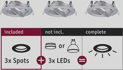 Oprawa wpuszczana LED Wybierz podstawowy zestaw obracający się wokół 84 mm 50° maks. 3x10 W obrócone aluminium Pierścień montażowy do oświetlenia Paulmann EBL Choose 92490 Zestaw 3-elementowy 10 W