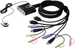 Switch KVM Aten 2 porty dla urządzeń wejściowych USB i grafiki HDMI z przenoszeniem dźwięku  Przełącznik KVM, HDMI ATEN CS692-AT, USB, 1920 x 1200 Pixel, Ilość przełączalnych PC: 2