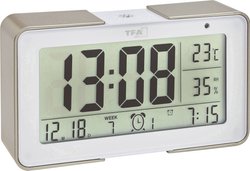 Budzik TFA Dostmann MELODY Digitaler Funk-Wecker mit verschiedenen Wecktönen 60.2540.53, złoty, biały