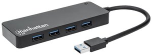 4-portowy hub Manhattan USB 3.2 Gen 1 USB-A męski na 4 x USB-A żeński Hub USB 3.0 Manhattan    czarny