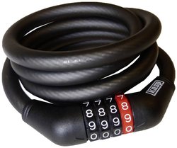 Zapięcie rowerowe kablowe Kasp, K4751215D, czarny, Zamek kodowy