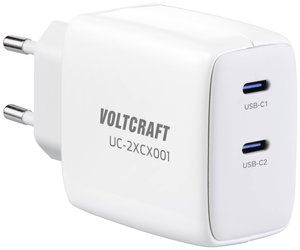 VOLTCRAFT UC-2XCX001 Ładowarka USB 65 W dom Maksymalne natężenie wyjściowe 3.25 A Ilość wyjść: 2 x USB-C GaN
