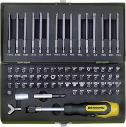 Znakomity zestaw specjalnych bitów zabezpieczających 6,3 mm (1/4''), 75 części. Bity Proxxon Industrial 23 107, 75 szt.