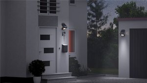 Lampa solarna kinkiet Goobay 45812, czujnik ruchu, LED 6.8 W, srebrna
