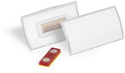 TRWAŁA plakietka na nazwisko CLICK FOLD 40x75 mm z magnesem odpornym na skręcanie PP, 825919, Opakowanie 10 sztuk. Durable 825919 Płytka opisowa CLICK FOLD (S x W) 75 mm x 40 mm Magnes  10 szt.