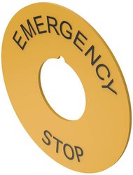 EAO 704.963.6 Seria 84 Legenda Tabliczka D60 Żółty wyłącznik awaryjny Oznakowanie eao 704.963.6, 22.3 mm, 1 szt.