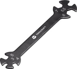 Specjalny klucz narzędziowy 6 w 1 do śrub rzymskich i nakrętek Klucz oczkowy podwójny TOOLCRAFT TO-5693100 3 - 8 mm