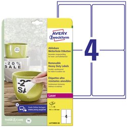 Etykiety foliowe, odporne na warunki atmosferyczne Avery-Zweckform, L4774REV-20, 99.1 x 139 mm, 20 arkusz