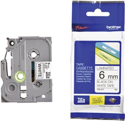 Taśma do nadruku  Brother TZe TZe-211  Kolor taśmy: biały Kolor nadruku:czarny 6 mm 8 m