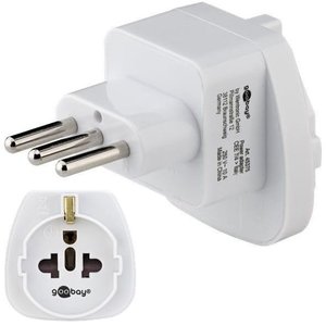 Przejściówka, adapter podróżny Goobay 45375, wtyczka Włochy, kolor biały