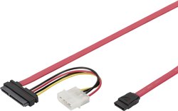 Kabel SATA Digitus AK-400112-005-R AK-400112-005-R[1x złącze męskie Molex 4-pin, złącze męskie SATA 7-pin - 1x złącze męskie SATA 15+7-pin], 0.50 m