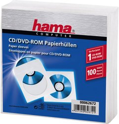 Hama koszulki na płyty CD/DVD, zestaw 100 szt., kolor biały Pokrowiec na płyty CD Hama 00062672, 100 szt.