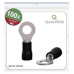Końcówki kablowe oczkowe, zestaw 100 szt., M6, przekrój 2,5 - 4 mm² Quadrios 22C453 Końcówka oczkowa 1 zest.