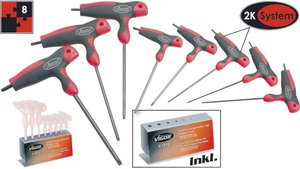 Zestaw wkrętaków z uchwytem T, 6-częściowy Zestaw kluczy trzpieniowych Vigor V1410