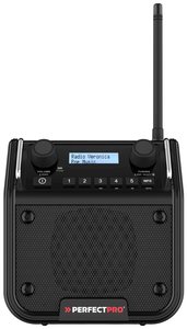 Radio na budowę PerfectPro DABPRO DAB+, UKW wstrząsoodporny, ochrona przeciwbryzgowa, pyłoszczelny czarny