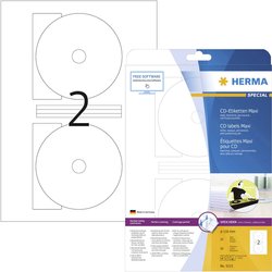 Herma 5115 Etykiety CD Ø 116 mm Papier biały 50 szt. Trwały Drukarka atramentowa, Drukarka Laserowa, Drukarka Laserowa, kolorowa, Kopiarka, Drukarka z funkcją kopiowania w kolorze, Drukarka etykiet