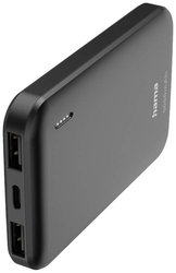 Zasilacz „Pocket 5”, 5000mAh, wyjścia: 2x USB-A, antracyt Powerbank Hama Pocket 5 5000 mAh  LiPo