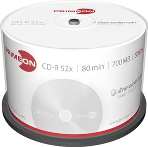 PRIMEON CD-R 700MB 52x Silver Protect Disc 50 pudełek na ciasto  CD-R 80 Primeon 2761102 50 szt.