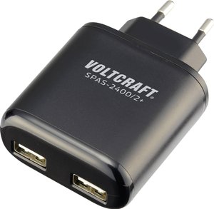 VOLTCRAFT SPAS-2400/2+ Ładowarka USB 24 W gniazdo Maksymalne natężenie wyjściowe 4800 mA Ilość wyjść: 2 x USB