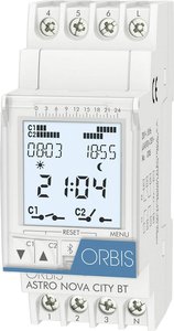 ORBIS Zeitschalttechnik OB178012 Przekaźnik czasowy na szynę DIN ASTRO NOVA CITY 230 V, cyfrowy, 2 x WŁ/WYŁ