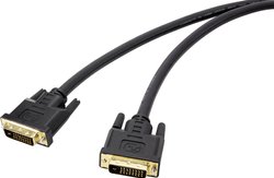 Kabel przyłączeniowy Renkforce DVI 7,50 mz rdzeniem ferrytowym, pozłacane styki wtykowe czarne [1x wtyk DVI 24 + 1 pol. - 1x DVI-S Kabel DVI Renkforce RF-4680662, pozłacane styki, 7.50 m
