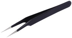 Pęseta ESD stal nierdzewna powlekana 123 x 10 mm końcówka drobno skośna 0,5 mm EN 61340-5-1 Pęseta Quadrios ESD 23EC155