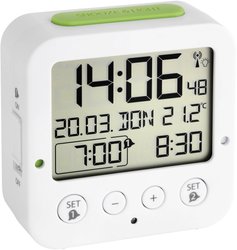 Budzik TFA Dostmann Funk-Wecker 60.2528.02, biały, zielony