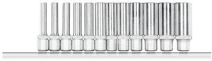Zestaw kluczy nasadowych 1/4'' 6-kątnych, metrycznych, długich, na listwie wtykowej, 12-częściowy Nasadka zestaw Gedore RED R41008012 3300021