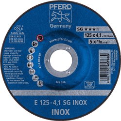 PFERD 62212423 Sg Inox Tarcza tnąca wygięta Średnica 125 mm Średnica otworu 22.23 mm  10 szt.