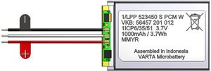 Akumulator specjalny Varta 56457201012, LiPo, 1000 mAh, 3.7 V, 1 szt.