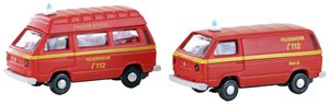 Model samochodu Minis by Lemke LC4342 N Volkswagen T3 zestaw 2 jednostek straży pożarnej