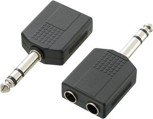 SpeaKa Professional SP-7870192  Jack Audio Adapter Y [1x złącze męskie jack 6,3 mm - 2x złącze żeńskie jack 6,3 mm] czarny
