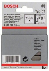 Zszywki z cienkiego drutu, typ 53, 11,4 x 0,74 x 8 mm, 1000 szt., ze stali nierdzewnej Bosch Accessories 2609200215, N/A, 1000 szt.
