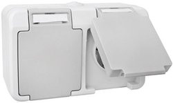 Gniazdo elektryczne podwójne Peranova 102439 jasnoszary, ciemnoszary