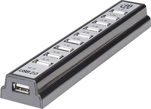 Hub USB 2.0 Manhattan  10 Portów  czarny, srebrny